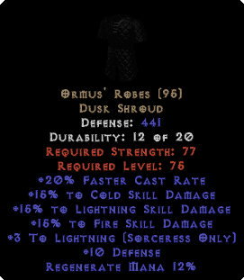 Ormus' Robes - 15% All & +3 Lightning