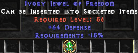 64 Defense / -15% Requirements Jewel