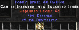 64 Defense / 9 Dexterity Jewel