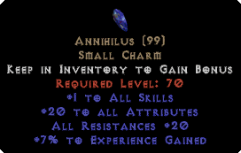 Annihilus 20 Stats/20 Resists/5-7 Experience