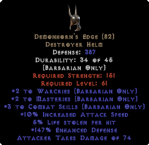 Demonhorn's Edge +3 to Combat Skills