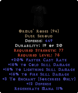 Ormus' Robes - 15% All & +3 Enchant
