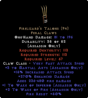 Firelizard's Talons - 270% ED