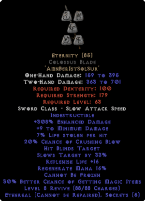 Eternity - Colossus Blade - Ethereal - 290-309% ED
