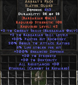 Arreat's Face - Ethereal - 200% ED & 3-5% LL