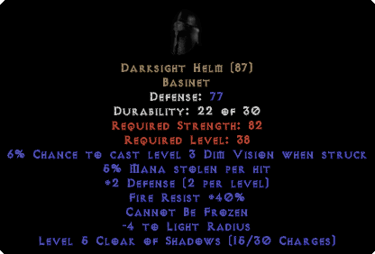 Darksight Helm - 40 Fire Resist & 86 Defnese - Perfect