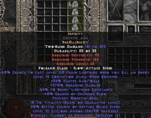 Infinity Cryptic Axe - Ethereal - 255-294% ED & -45-54% ELR