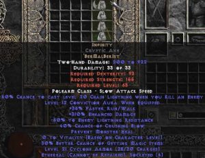 Infinity Cryptic Axe - Ethereal - 295-324% ED & -55% ELR