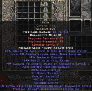 Pride Cryptic Axe - Ethereal - 20 Conc & 260-299% AR