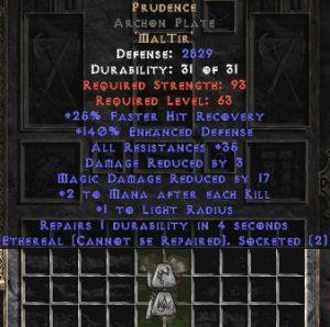 Prudence Archon Plate - Eth Bugged - 140-169% ED & 35 Res