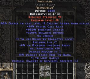 Fortitude Archon Plate - Eth Bugged - 25-29 Res & 1-1.375 Life