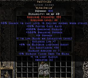 Fortitude Sacred Armor - 25-29 Res & 1.5 Life