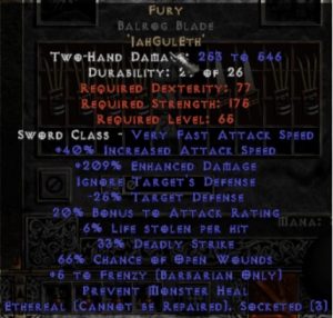 Fury Balrog Blade - Ethereal - 0-14% ED