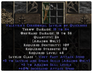 Lancer's Ceremonial Javelin of Quickness +6 - Perfect