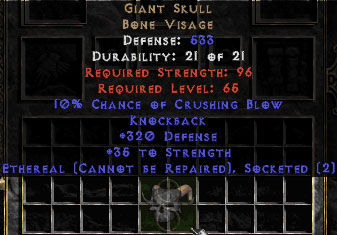 Giant Skull - Ethereal - 2 Sockets/35 Str/320 Def - Perfect