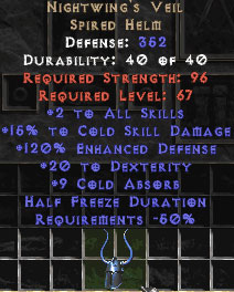 Nightwing's Veil 15% to Cold Skill