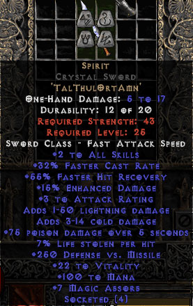 Spirit Crystal Sword - 30-34% FCR