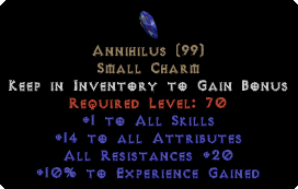 Annihilus 10-16 Stats/20 Resists/10 Experience
