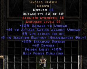 Undead Crown - 113 Def, +60% ED, +100 ARU - Perfect