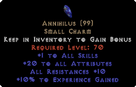 Annihilus 20 Stats/10-16 Resists/10 Experience