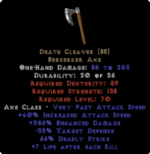 Death Cleaver - 230-259% ED & 6-9 LAK
