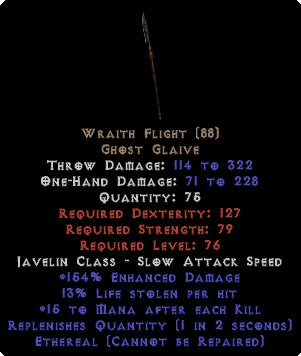 Wraith Flight - Ethereal - 13% LL, 150-189% ED