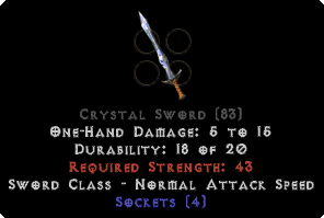 Base - Crystal Sword  - 4 Sockets