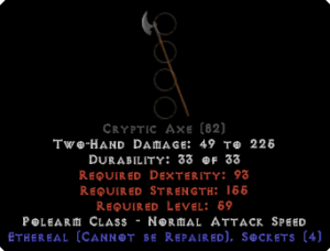 Base - Cryptic Axe - Ethereal  - 4 Sockets