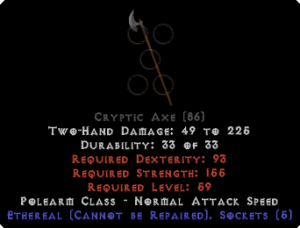 Base - Cryptic Axe - Ethereal  - 5 Sockets
