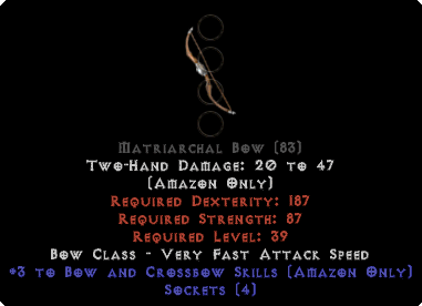 Base - Matriarchal Bow - 3 Bow and Crossbow & 0-14% ED - 4 Sockets