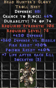 Head Hunter's Glory - 3 Sockets & 40 Poison Resist